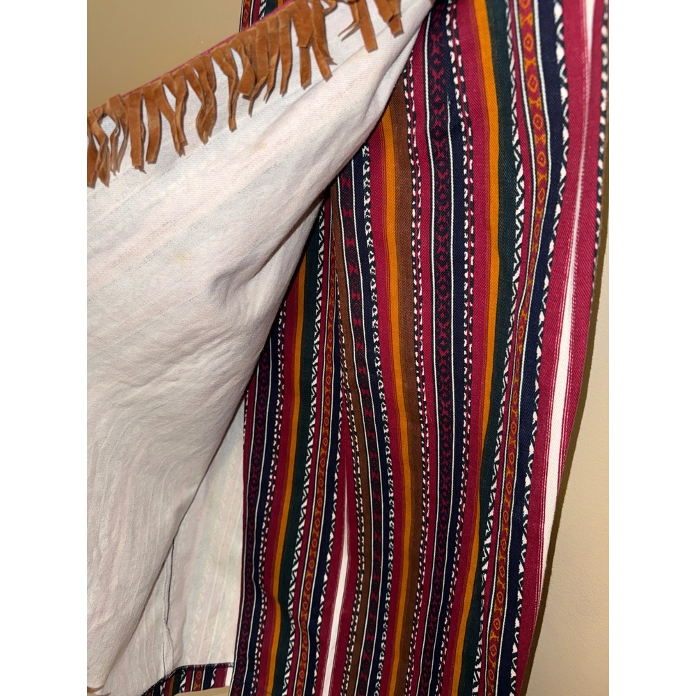 Vintage South western wrap stripe Maxi Skirt Fringe back Slit sz3 Boho  Cowgirl - Picture 2 of 11